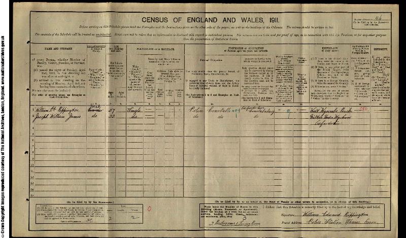 Rippington (William Edward) 1911 Census